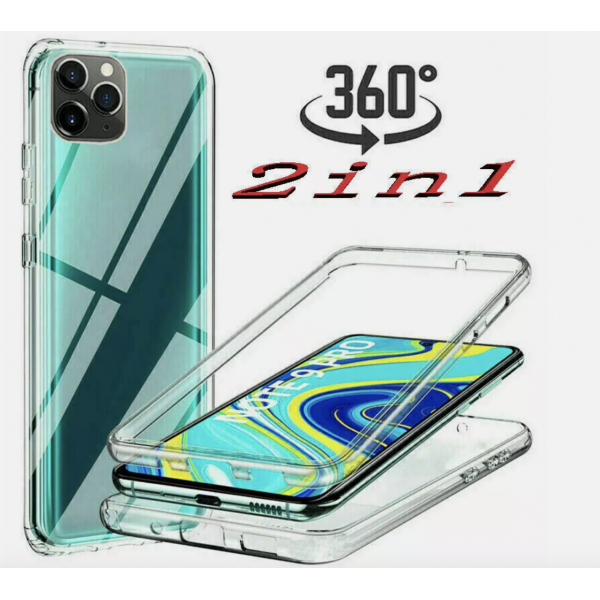 Slim Fit 360 Degree Full Body Protection Hybrid Shockproof Case Transparent Back and Front Full Clear Cover