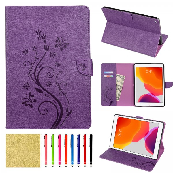 iPad Mini 4 (7.9 inches ) Tablet Case,Smart Elepower Embossed Butterfly & Flower Leather with Auto Wake/Sleep Card Slots Folio Stand Cover