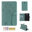 Samsung Galaxy Tab A 8.0 (2018) T387 Case,Embossed Cat & Tree PU Magnetic Flip Leather Stand Folio Wallet Cover with Credit Card Slots