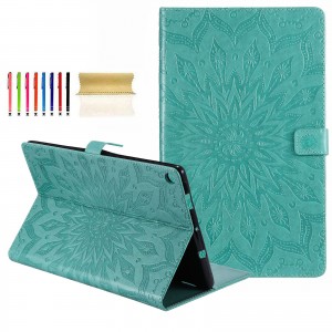 Samsung Galaxy Tab A 10.1 inch 2019 SM-T510 SM-T515 Case, Sunflower Embossed Pattern kickstand Magnetic Flip Leather Protective Cover with Card/Cash Holder, For Samsung Tab a 10.1