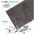 iPad 10.2 inch (8th Generation 2020/ 7th Generation 2019) Case, Embossed Butterfly Leather Folio Stand Cover Case with Card Slots Wallet Cover