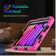 Shockproof Durable Sturdy Heavy Duty Protective Case for Kids with Screen Protector Stylus Pen Holder 360 Rotating Stand Hand/Shoulder Strap Heavy Duty Cover 