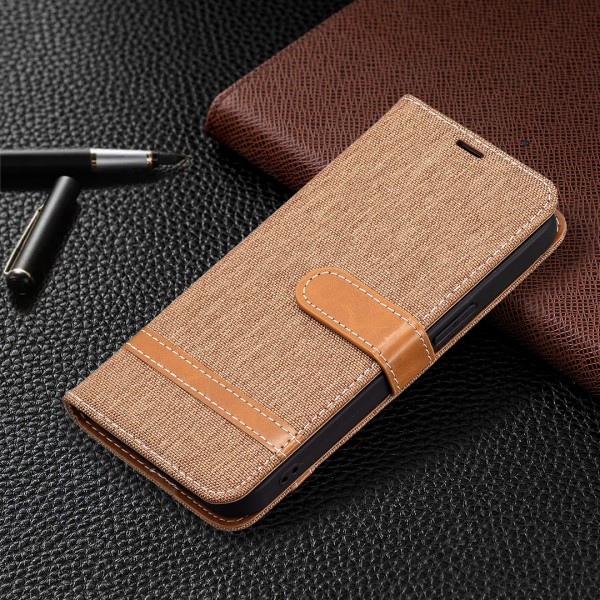 Solid Color Denim Card Wallet Flip Leather Stand Smart Phone Case Cover