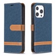 Solid Color Denim Card Wallet Flip Leather Stand Smart Phone Case Cover