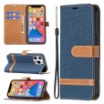 Solid Color Denim Card Wallet Flip Leather Stand Smart Phone Case Cover