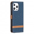 Solid Color Denim Card Wallet Flip Leather Stand Smart Phone Case Cover