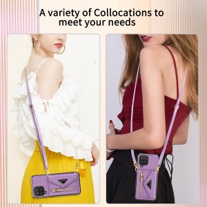 Zipper Coin Slot Kickstand with Crossbody Strap Smartphone Wallet Case, For Samsung Galaxy S23