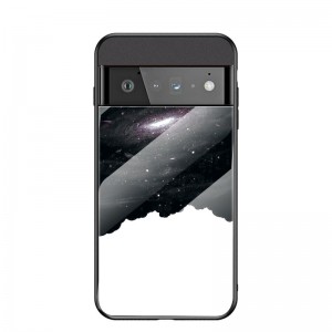 Tempered Glass TPU Pattern Slim Back Case Cover, For Samsung Galaxy S23 Plus