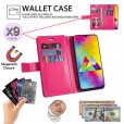 Samsung Galaxy A50 Case, 9 Cards Holder Folio Flip Leather Zipper Purse Magnetic Wallet with Strap, Money Pocket Kickstand Full Protective Cover