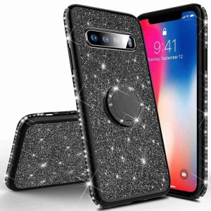 Color Glitter Design with Ring Holder TPU Smart Phone Case, For Samsung S10