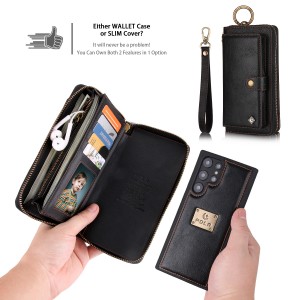 Detachable Leather Card Wallet Zipper Magnetic Case Cover , For Samsung S10e