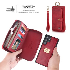 Detachable Leather Card Wallet Zipper Magnetic Case Cover , For iPhone 14
