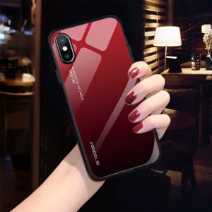 iPhone X & iPhone XS 5.8 inches Case , Lightweight TPU Bumper Glossy Back Colorful Glass [Without Screen Protector] Protective Cover, For IPhone X/IPhone XS