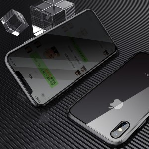iPhone X & iPhone XS 5.8 inch  Case,Anti-Peeping Clear Double Sided Tempered Glass[Built-in Privacy Screen Protector][Magnet Absorption Metal Frame] Anti-spy Case, For IPhone X/IPhone XS