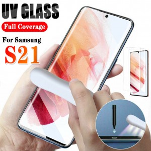 Samsung Galaxy S21 6.2 inches Screen Protector, UV Liquid Light Glue HD Tempered Glass Fingerprint unlock, For Samsung S21